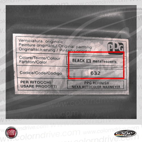FIAT paint code label example 1
